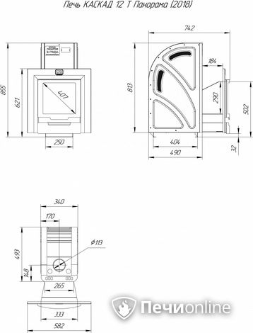 Дровяная банная печь Теплодар Каскад-12 Т Панорама (2018) в Люберцах