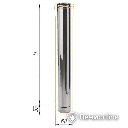 Дымоход Феррум Дымоход нержавейка 08 d-115 L=1м в Люберцах